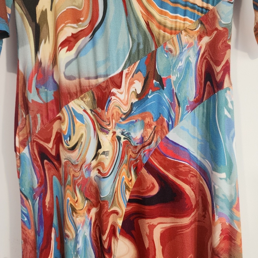 Soft Surroundings Brigitte Dress Petite Med Abstract Swirl Stretch Maxi artsy - Picture 4 of 13